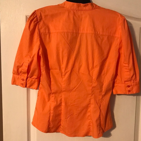 Bebe orange ruffle button up shirt in size M. - Picture 3 of 4